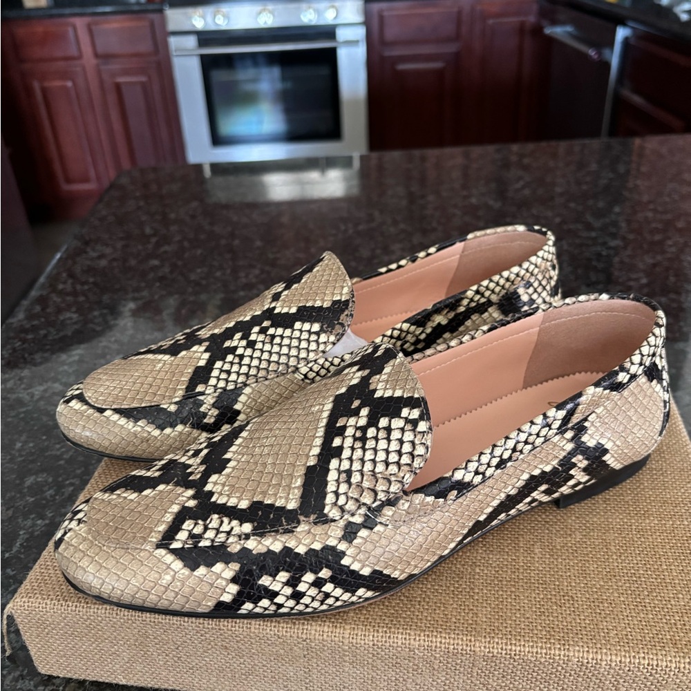 J Crew smoking slipper in snakeskin leather